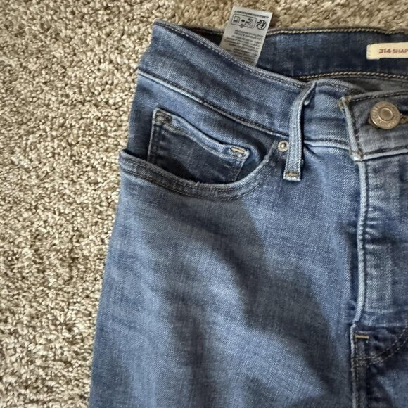Levis 314 Shaping Straight Jeans Womens 27x32 Blue Denim Stretch Mid Rise - Picture 4 of 12